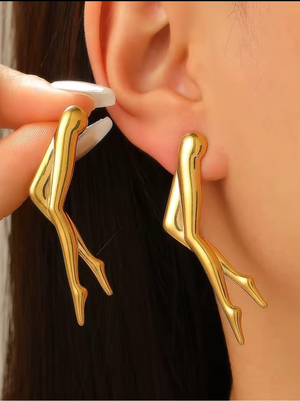 Gold Sculptural Branch Drop Earrings